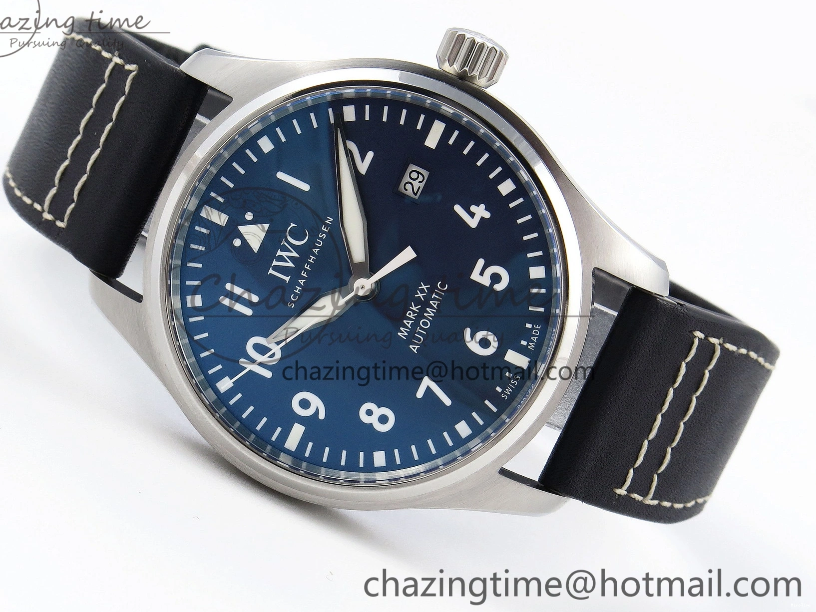 MIROTIME 1231 Pilot Mark XX IW328203 ZF 1:1 Best Edition Blue Dial on Dark Blue Leather Strap A Snug 7024